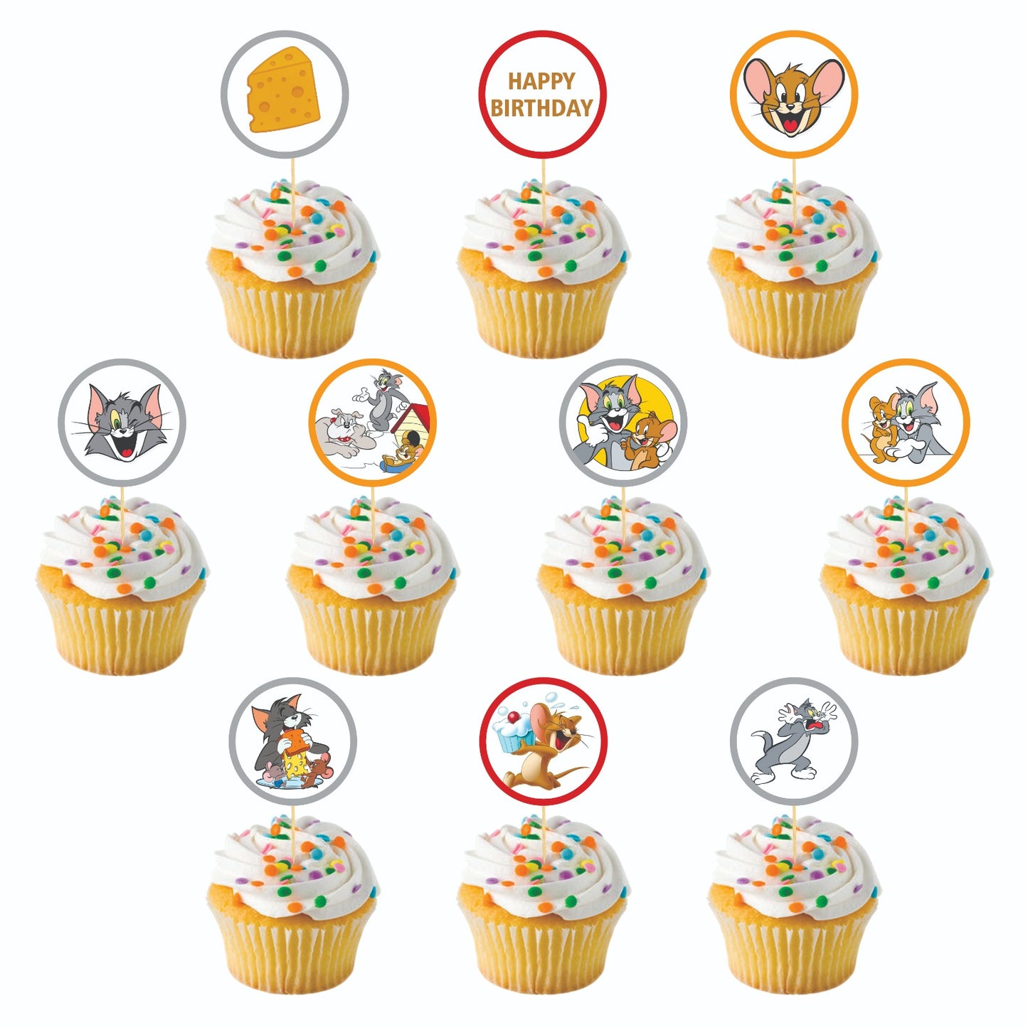 Tom and Jerry theme Cupcake Toppers – Pack of 10