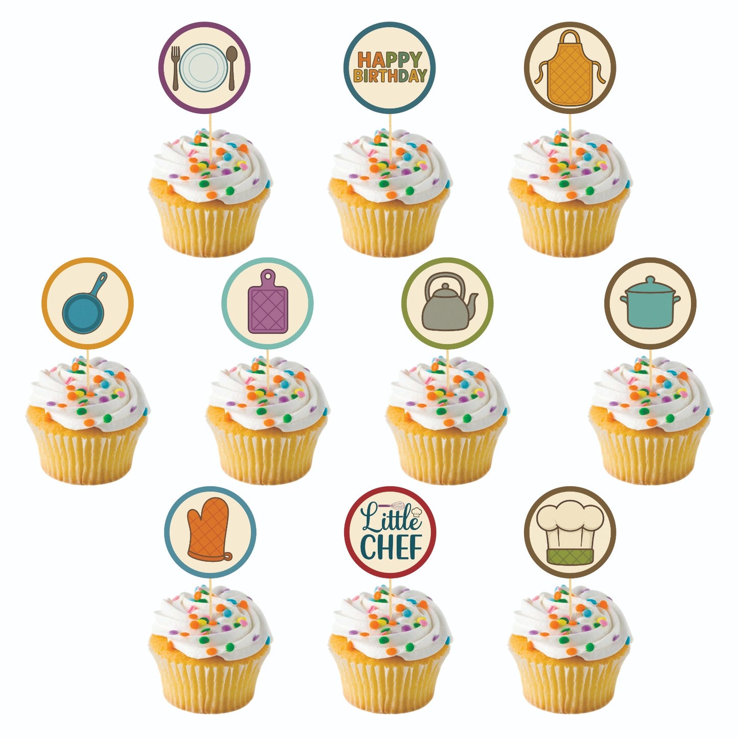 Little Chef theme Cupcake Toppers – Pack of 10