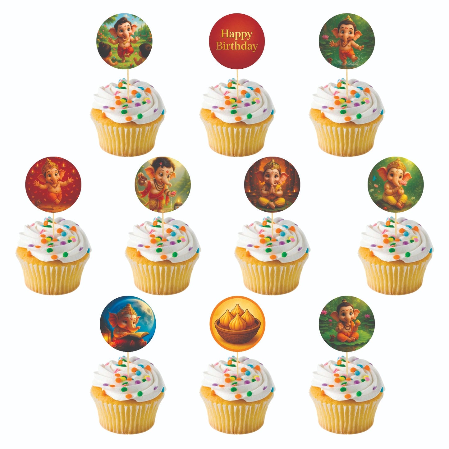 Little Ganesha theme Cupcake Toppers – Pack of 10
