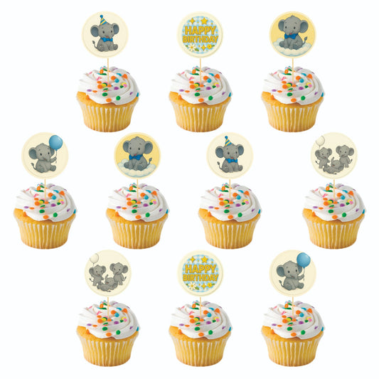 Little elephant Boy theme Cupcake Toppers – Pack of 10