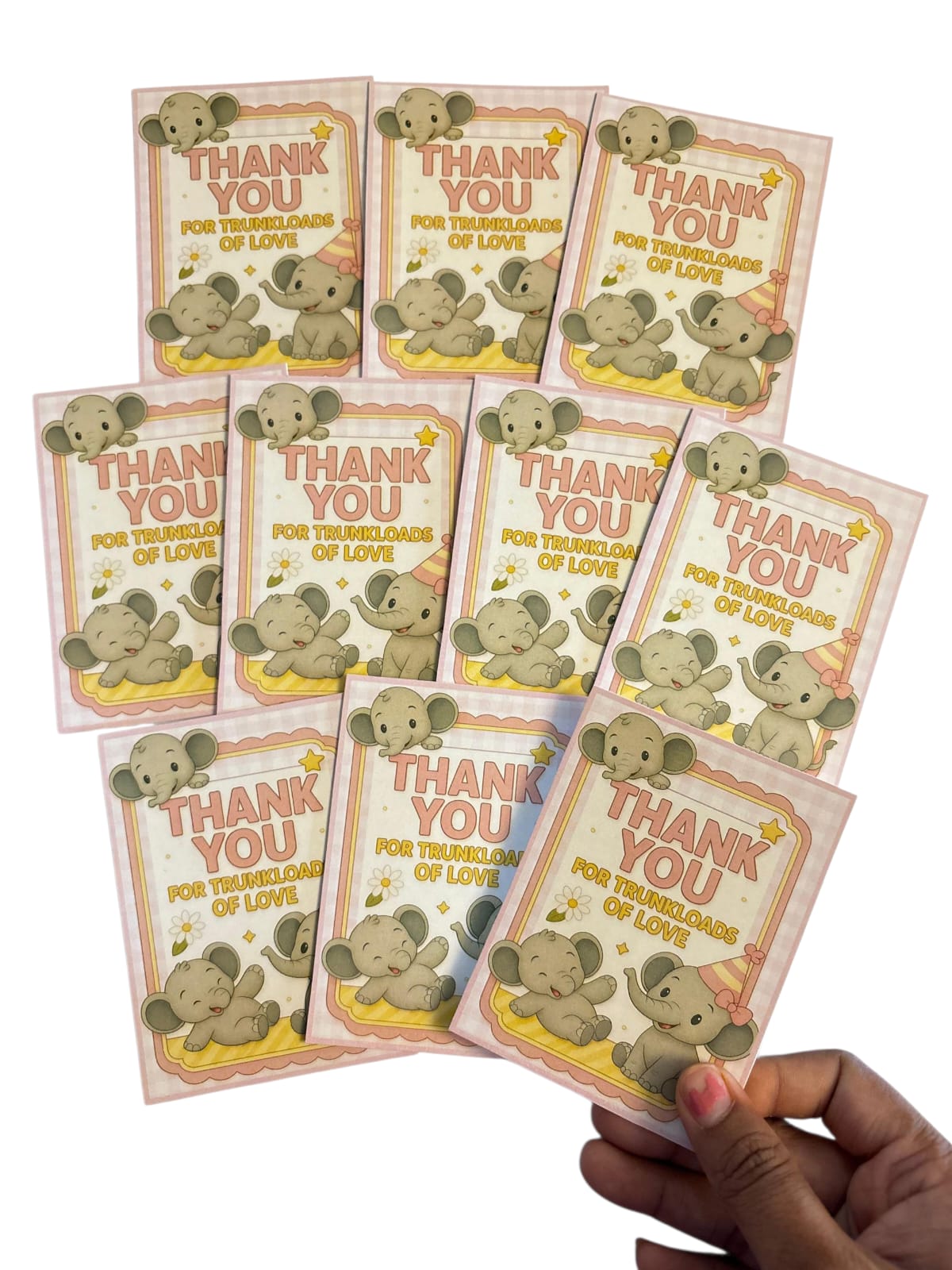 Little elephant Girl theme thank you card