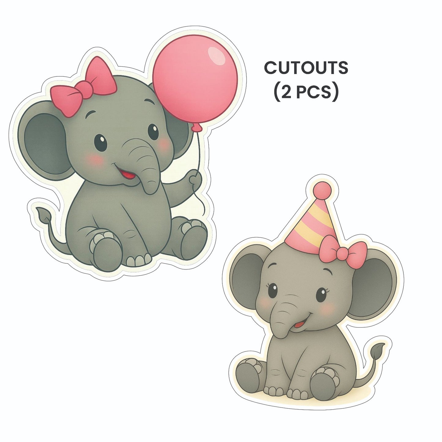 Little elephant Girl Theme – Cutout Pack (2 pcs)