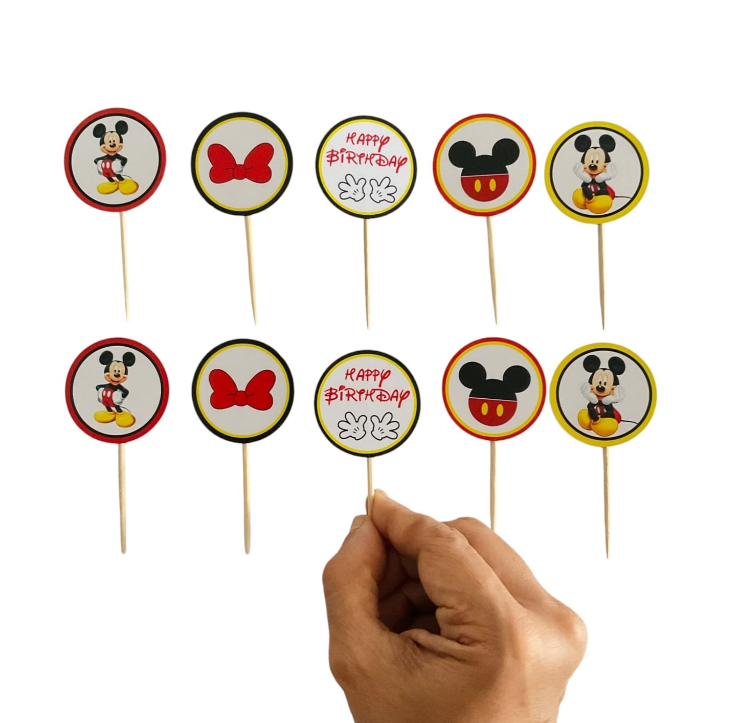 Mickey Mouse theme Cupcake Toppers – Pack of 10