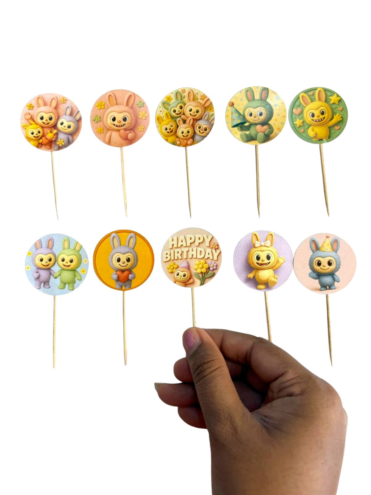 Labubu theme Cupcake Toppers – Pack of 10