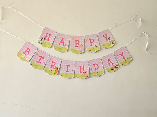 Pink Farm Theme : Happy Birthday Banner