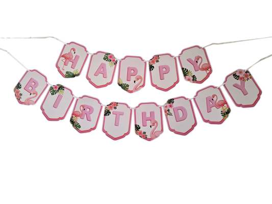 Flamingo Theme : Happy Birthday Banner