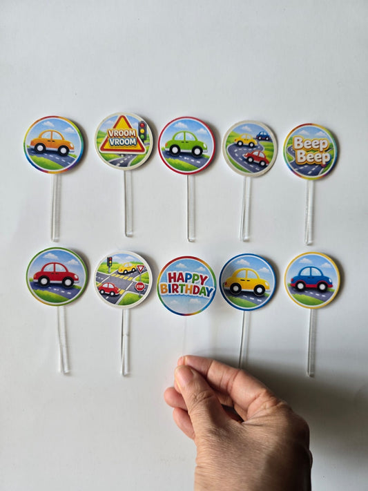 Car theme Cupcake Toppers – Pack of 10