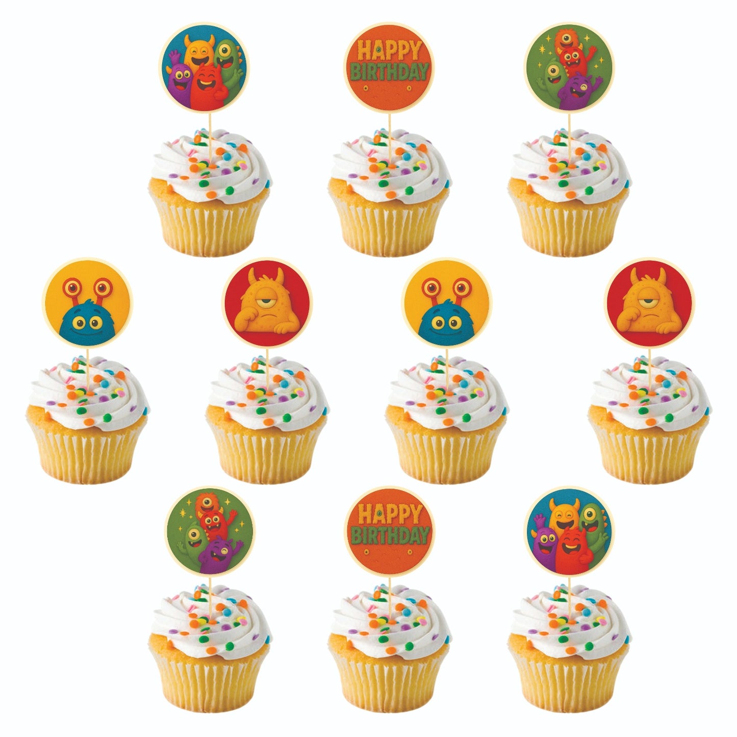 Monster theme Cupcake Toppers – Pack of 10
