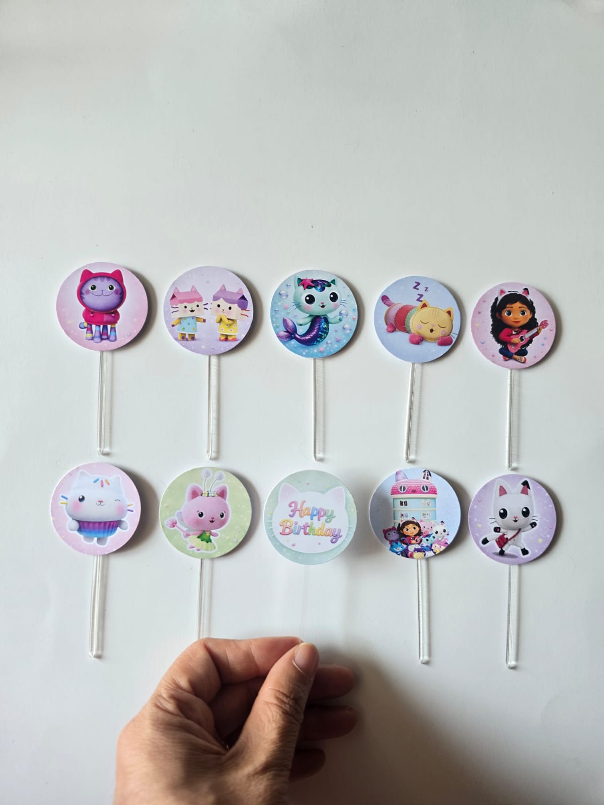Gabby's Dollhouse theme Cupcake Toppers – Pack of 10
