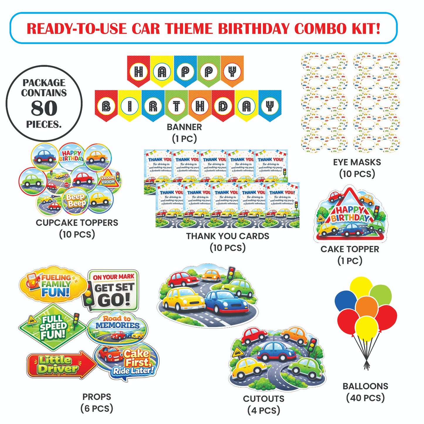 🎉 Complete Watermelon Theme Decoration Kit (80 Pcs)