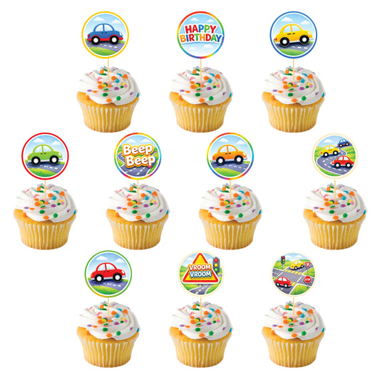 Car theme Cupcake Toppers – Pack of 10