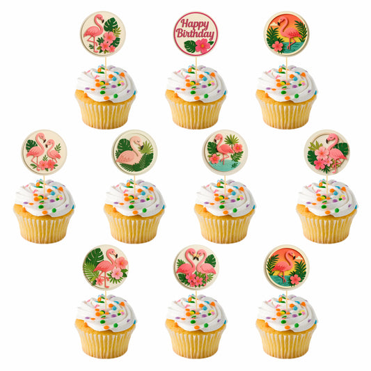 Flamingo theme Cupcake Toppers – Pack of 10