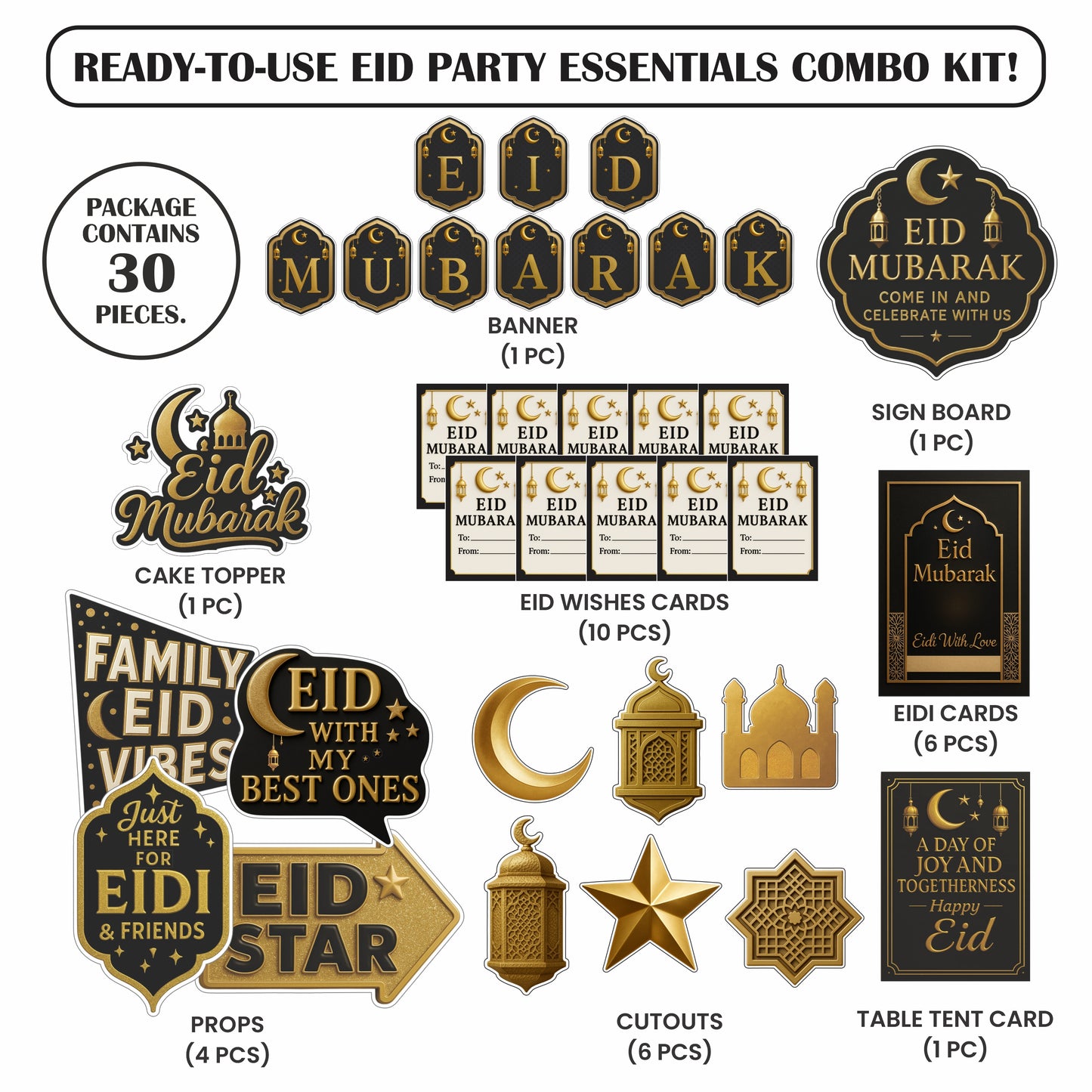 🎉 Complete Eid Party Essentials Kit (80 Pcs)