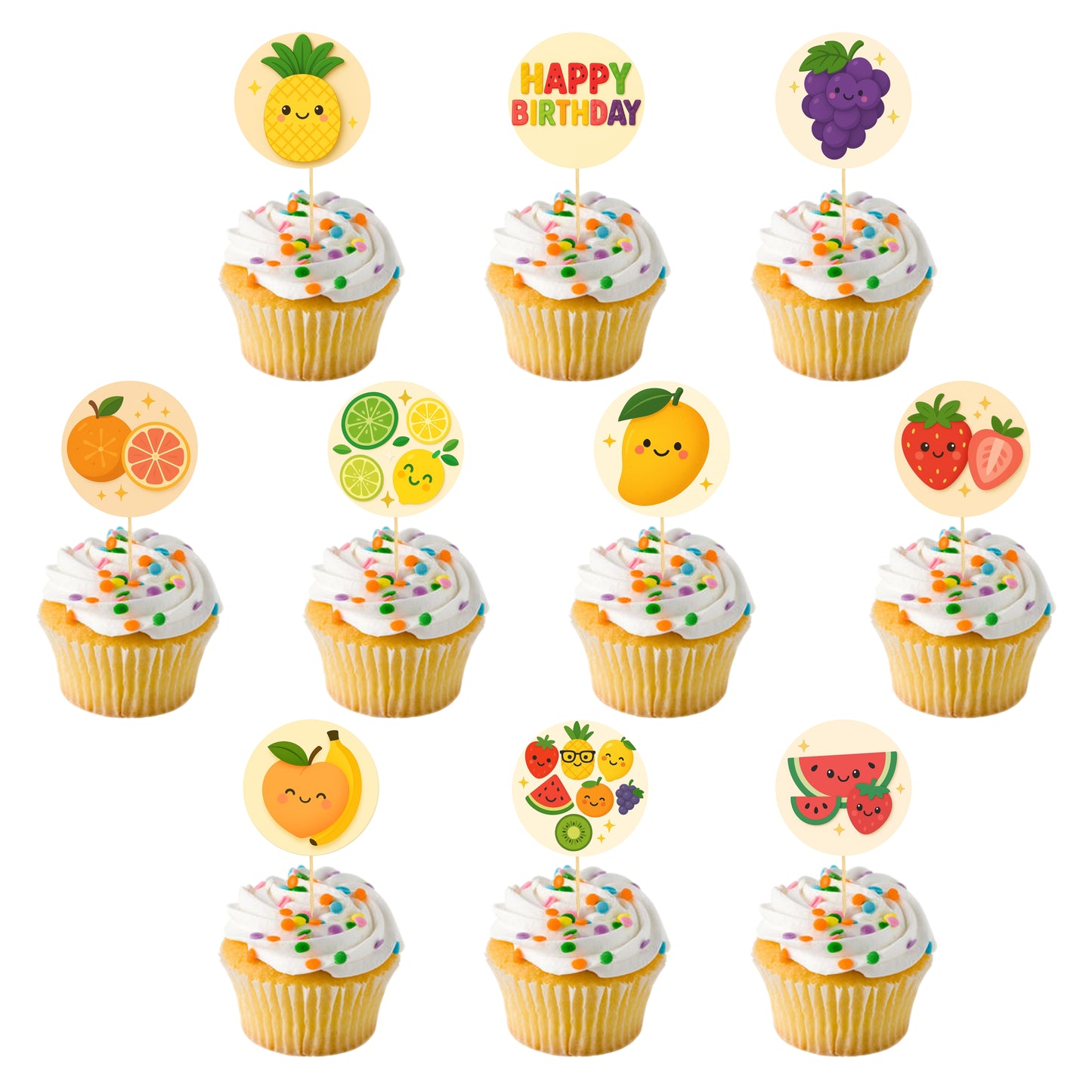 Tutti Frutti theme Cupcake Toppers – Pack of 10 (Copy)