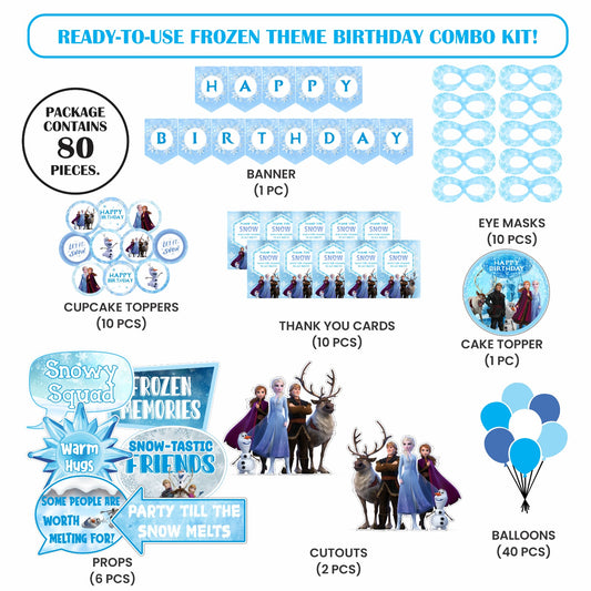 🎉 Complete Frozen Theme Decoration Kit (80 Pcs)