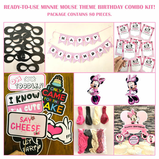 Ready-to-use Minnie Mouse theme birthday combo kit.
