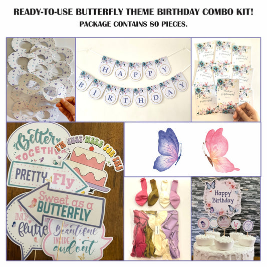 Ready-to-use Butterfly theme birthday combo kit.