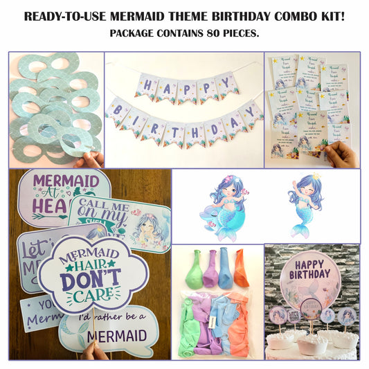 Ready-to-use Mermaid theme birthday combo kit.