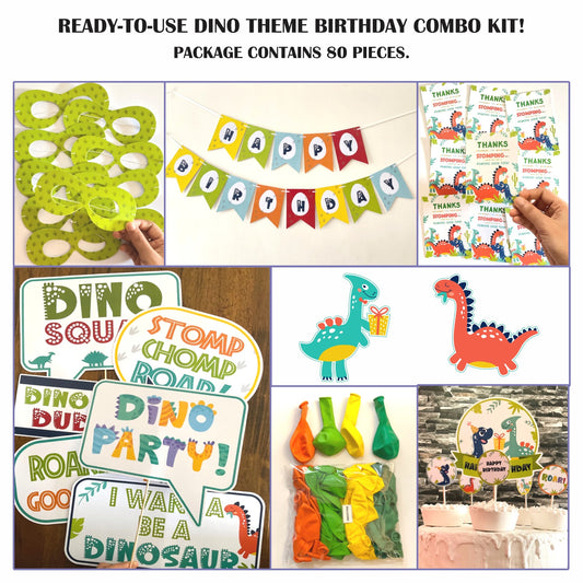 Ready-to-use Dino theme birthday combo kit.