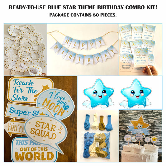 Ready-to-use Blue Star theme birthday combo kit.