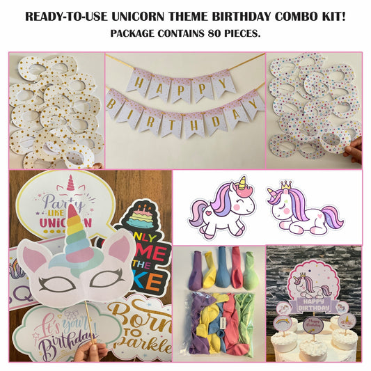 Ready-to-use Unicorn theme birthday combo kit.