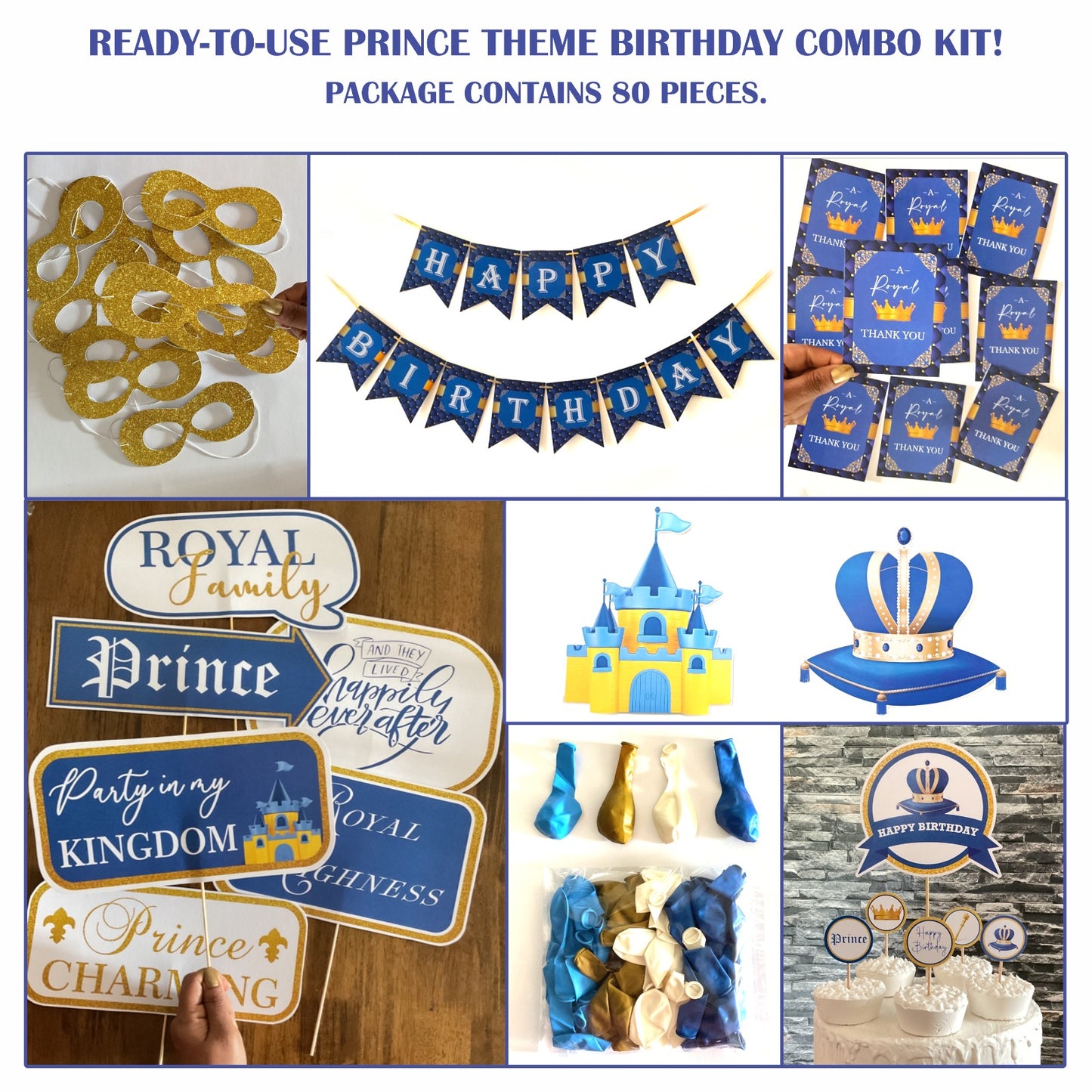 Ready-to-use prince theme birthday combo kit.