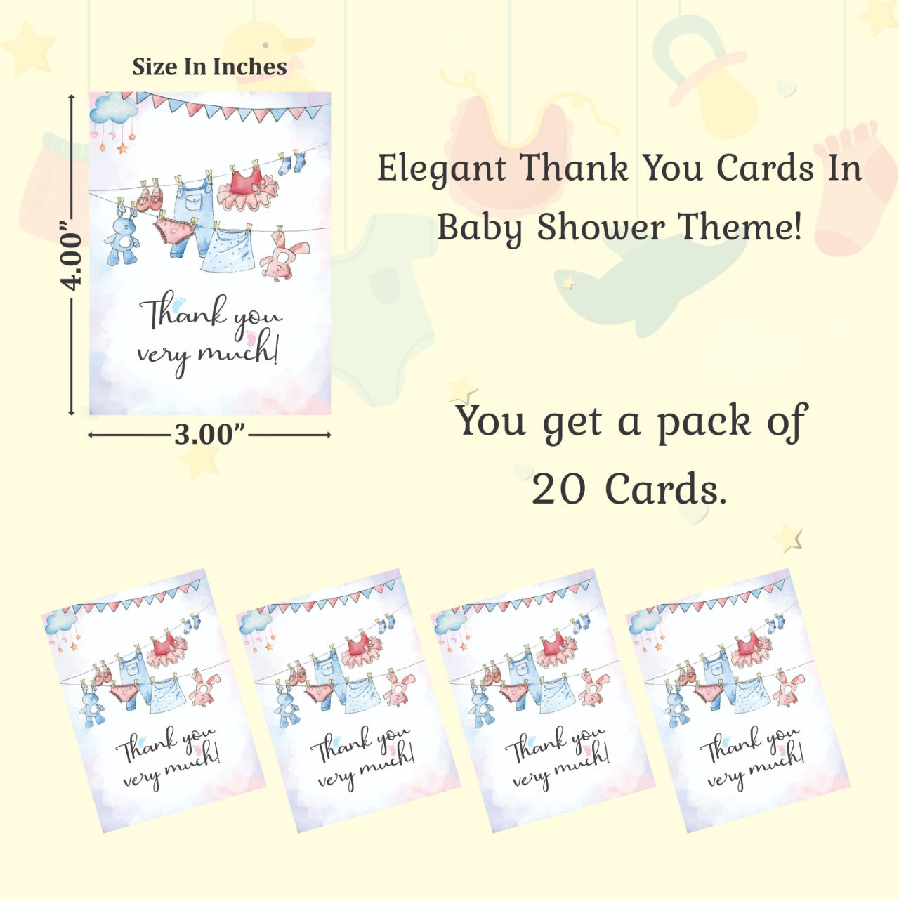 Baby Shower theme thank you card.