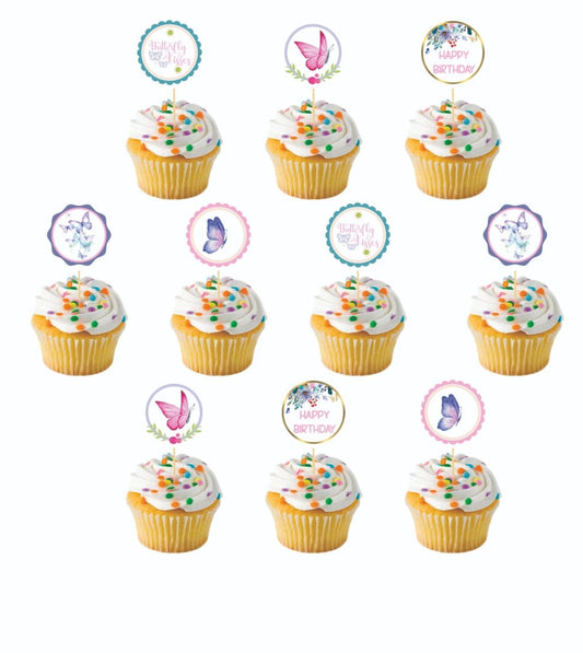 Butterfly theme Cupcake Toppers – Pack of 10