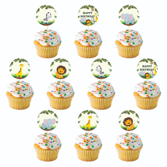 Jungle theme Cupcake Toppers – Pack of 10