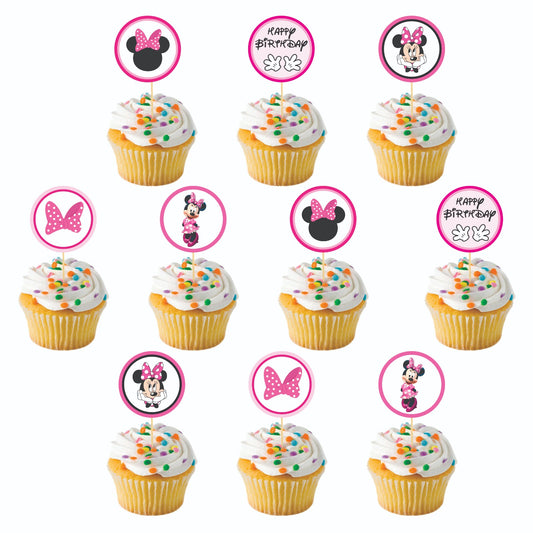 Minnie Mouse theme Cupcake Toppers – Pack of 10