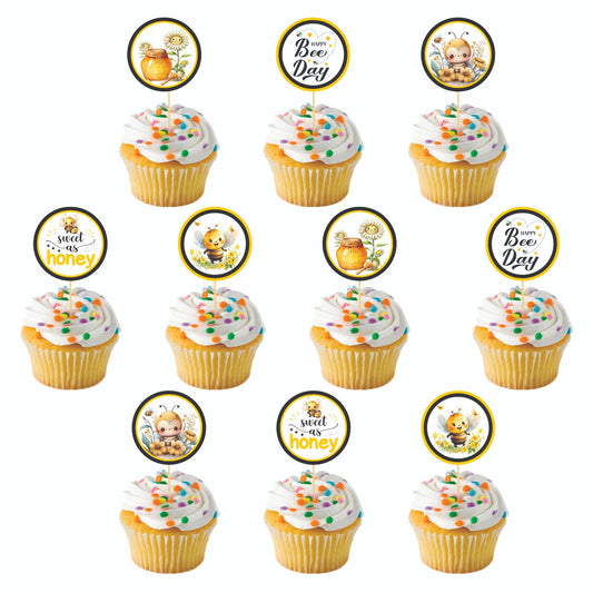 HoneyBee theme Cupcake Toppers – Pack of 10