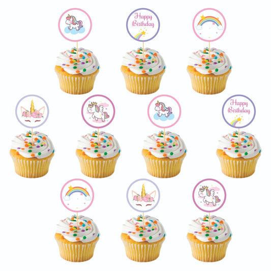 Unicorn theme Cupcake Toppers – Pack of 10