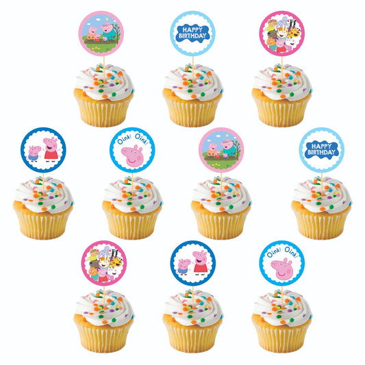PeppaPig theme Cupcake Toppers – Pack of 10