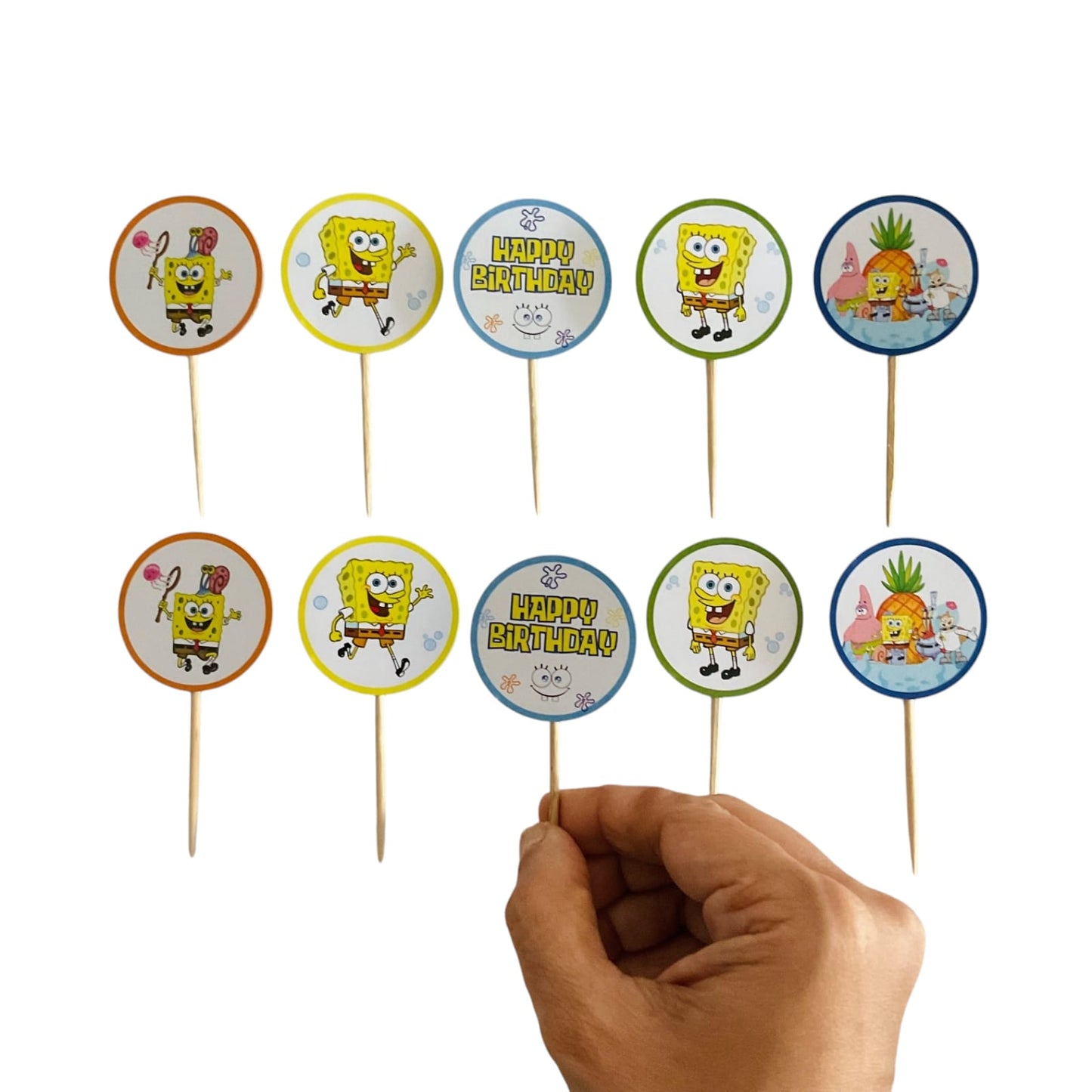 SpongeBob theme Cupcake Toppers – Pack of 10