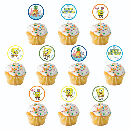 SpongeBob theme Cupcake Toppers – Pack of 10