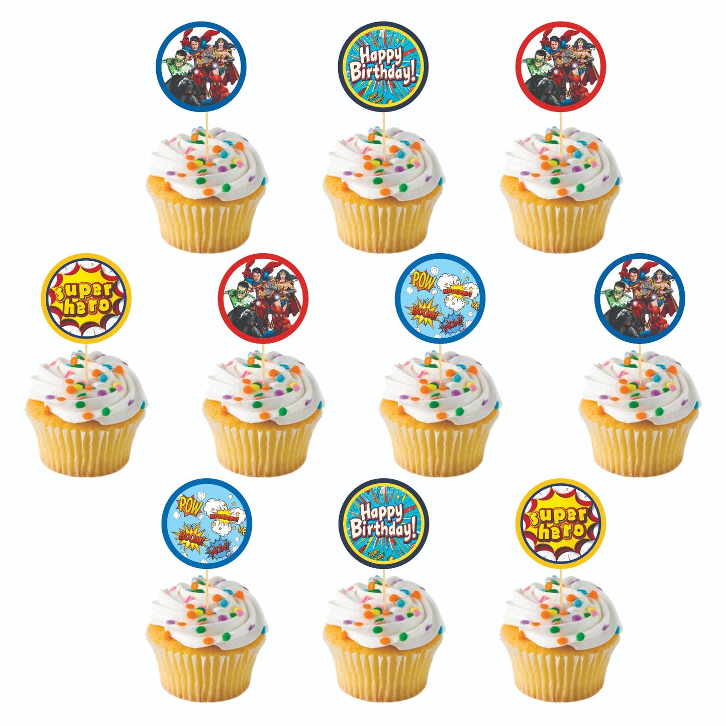 SuperHero theme Cupcake Toppers – Pack of 10