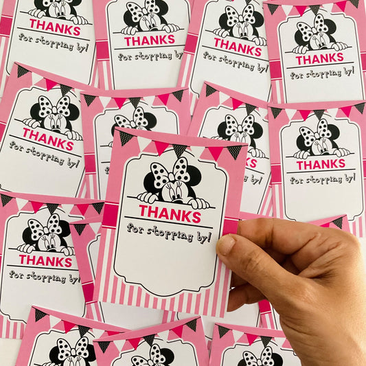 Minnie Mouse theme thank you card.
