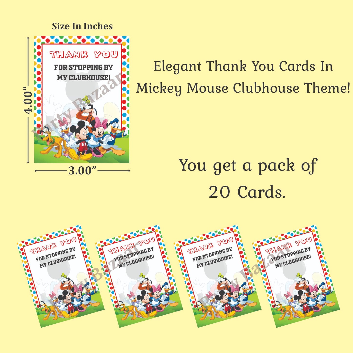 Club House theme thank you card.