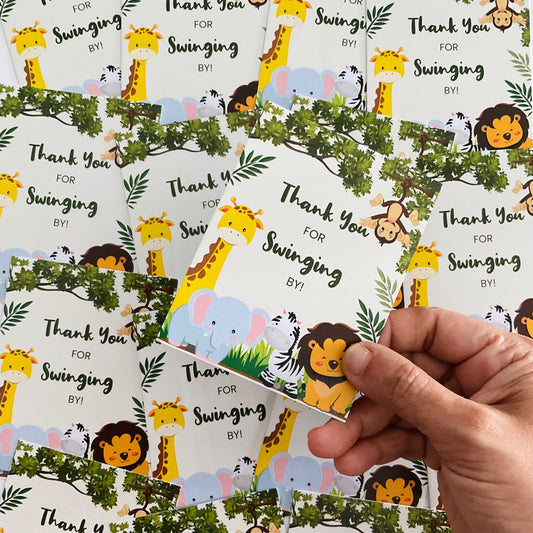 Jungle theme thank you card.