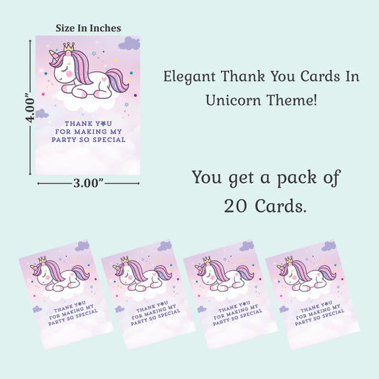 Unicorn theme thank you card.