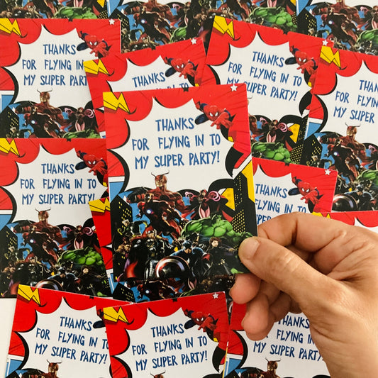 Avenger theme thank you card.