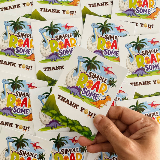 Dino theme thank you card.