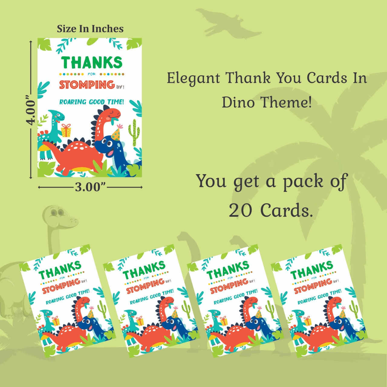 Dino theme thank you card.