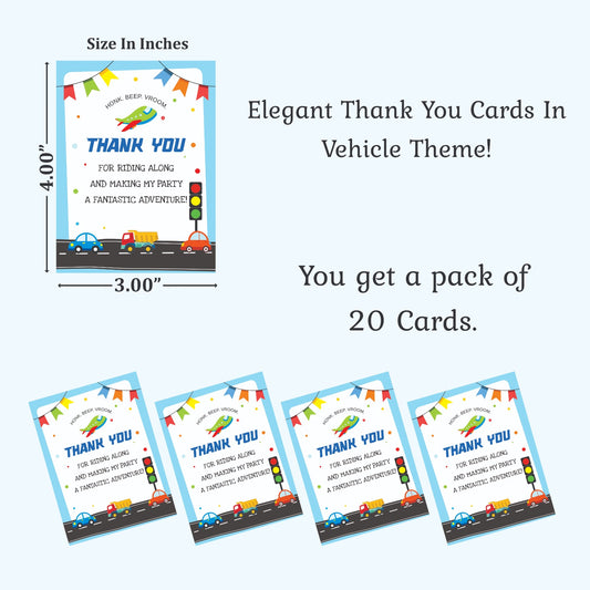 Vehicle theme thank you card.