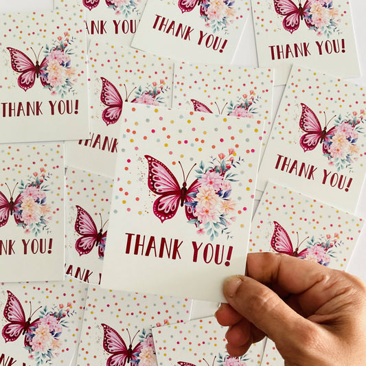 Butterfly theme thank you card.