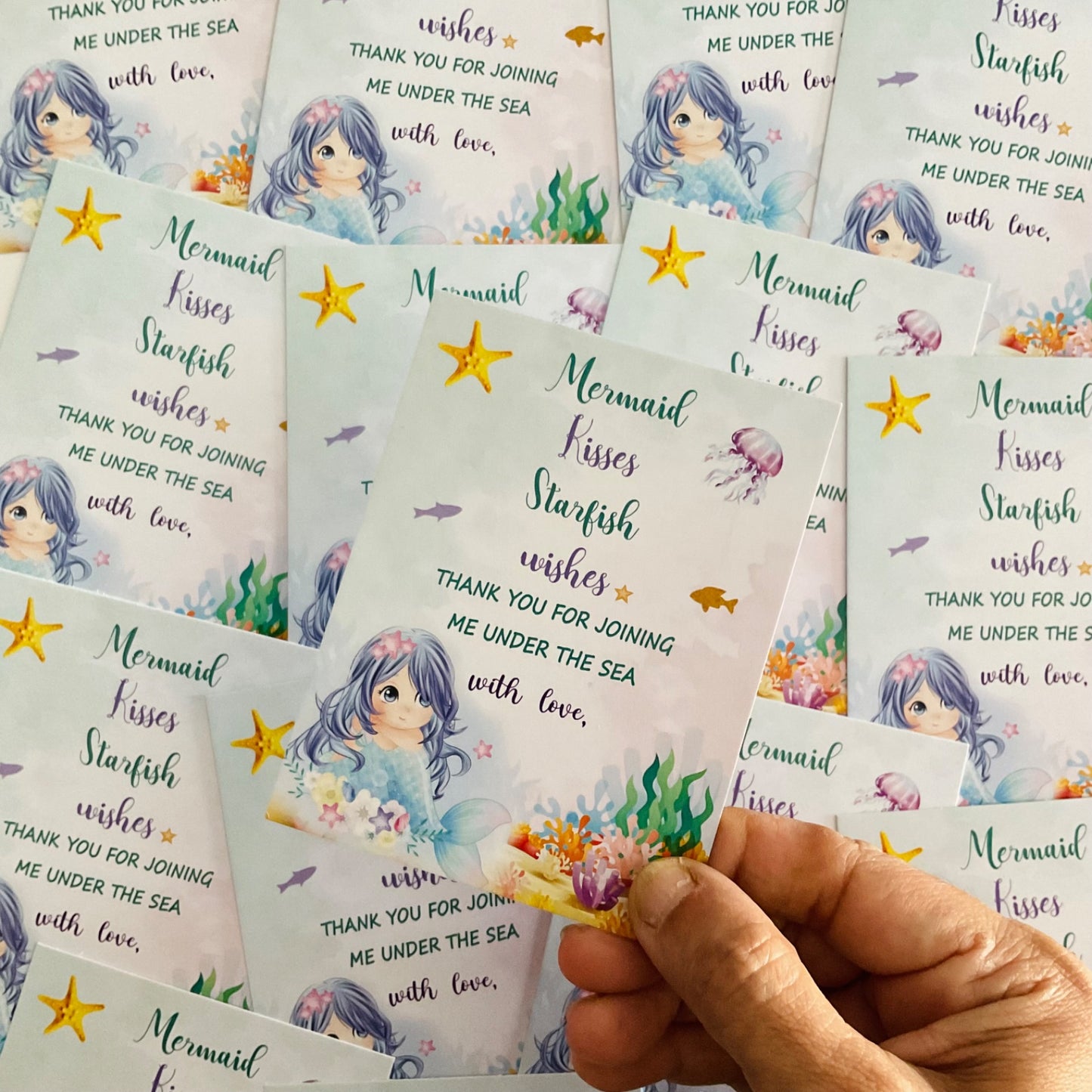 Mermaid theme thank you card.
