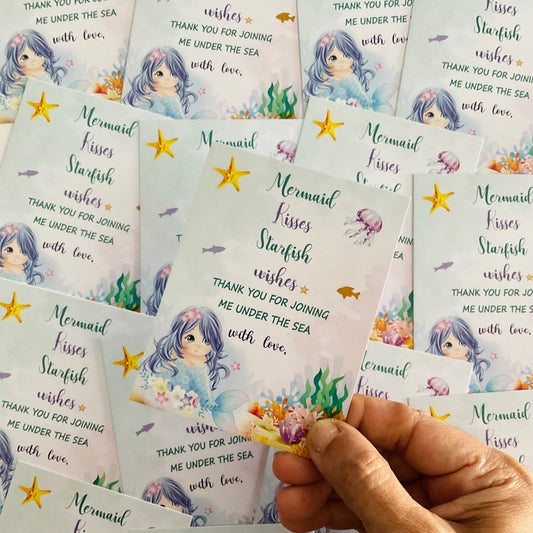 Mermaid theme thank you card.