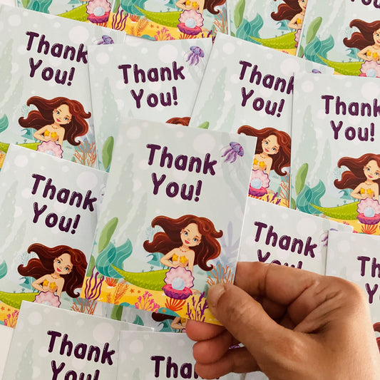 Mermaid theme thank you card.