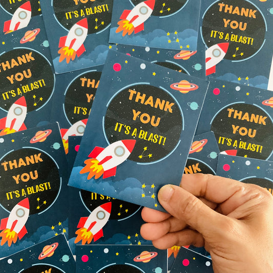 Space theme thank you card.