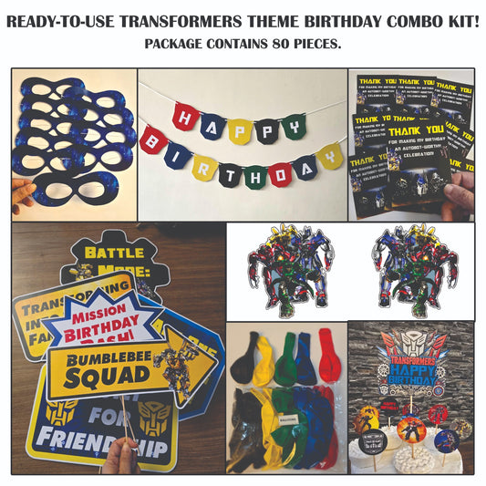 Ready-to-use Transformers theme birthday combo kit.